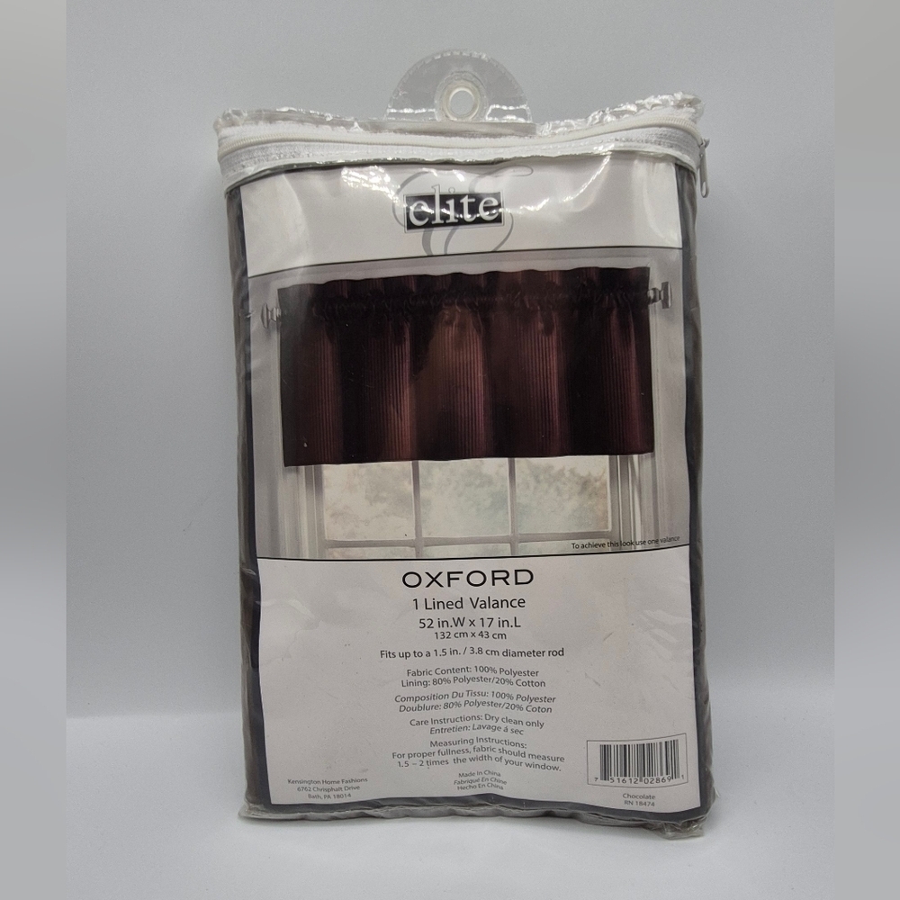 Elite Oxford Dark Brown Valance